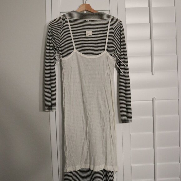 A New Day NWT Black and White Striped Lined S Collared Sweater Dress - Picture 12 of 12